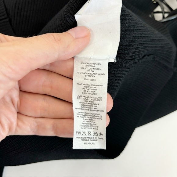 NICHOLAS Cosima Long Sleeve Ribbed Lace Up Top in Black Size S - Picture 9 of 11